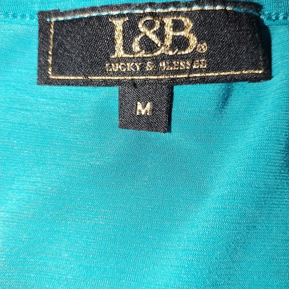 Lucky & Blessed One Piece Teal Pant Suit With Attached Floor Length Skirt M - Picture 2 of 5